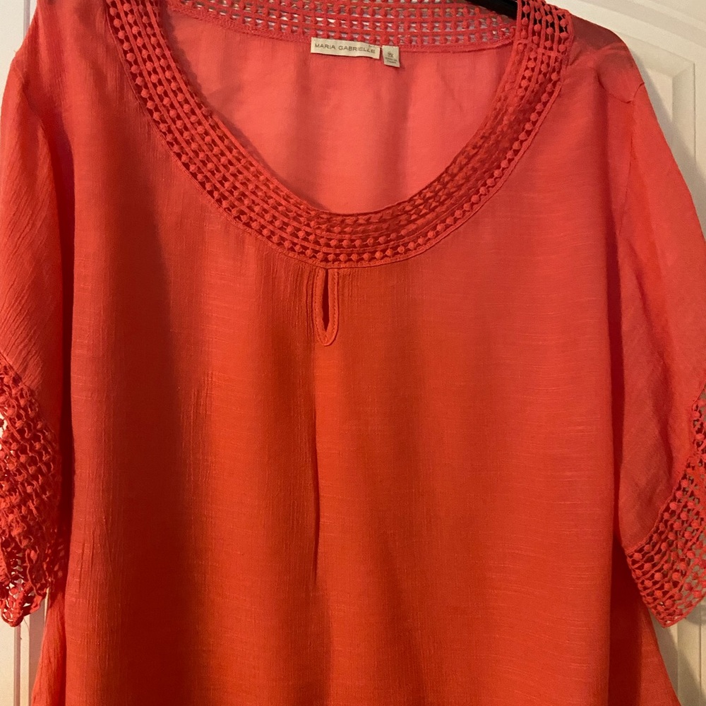 Women’s Maria Gabriella Brand Coral Blouse 2X